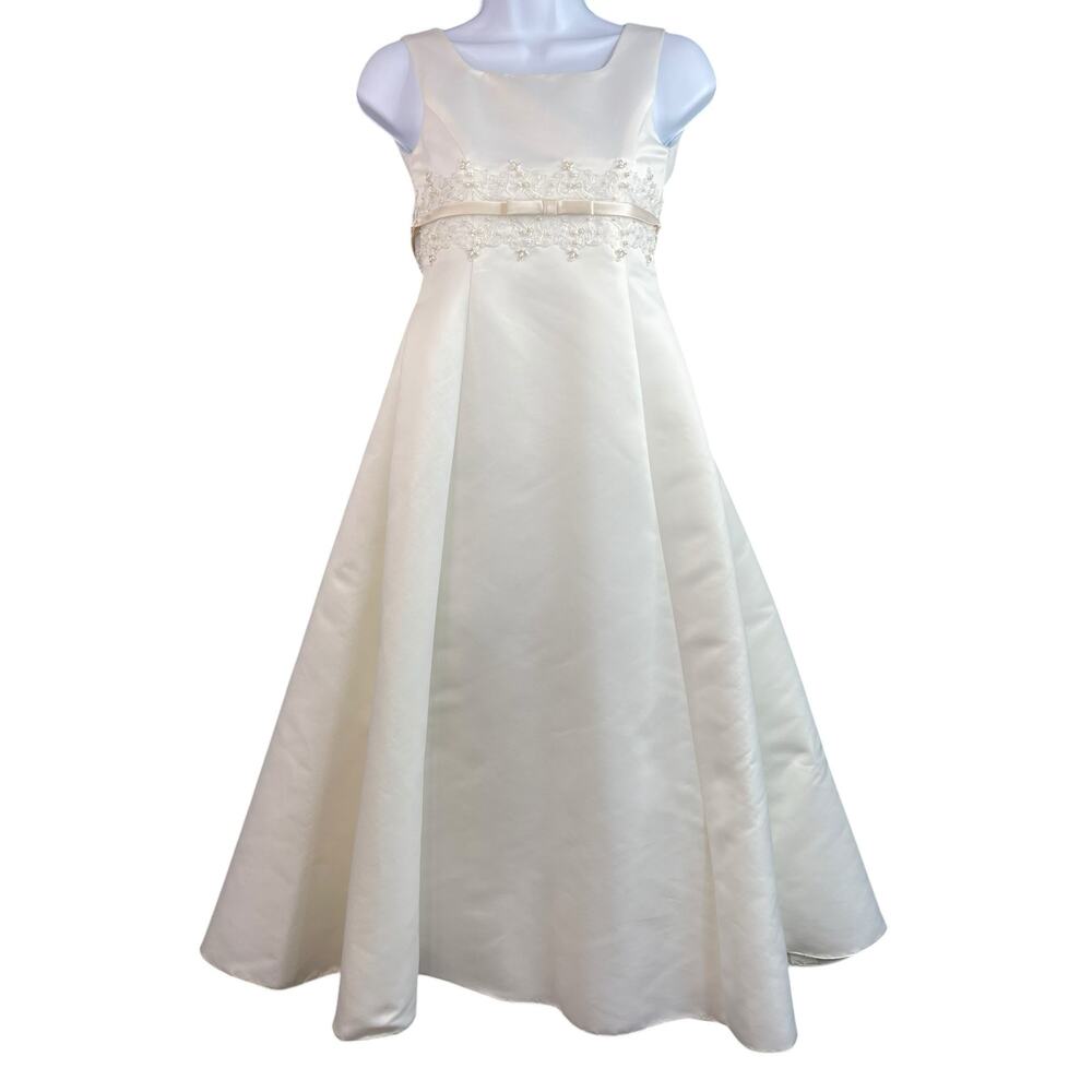 Satin Tank Bodice with Beaded Trim around Empire Girl's Dress Size 10